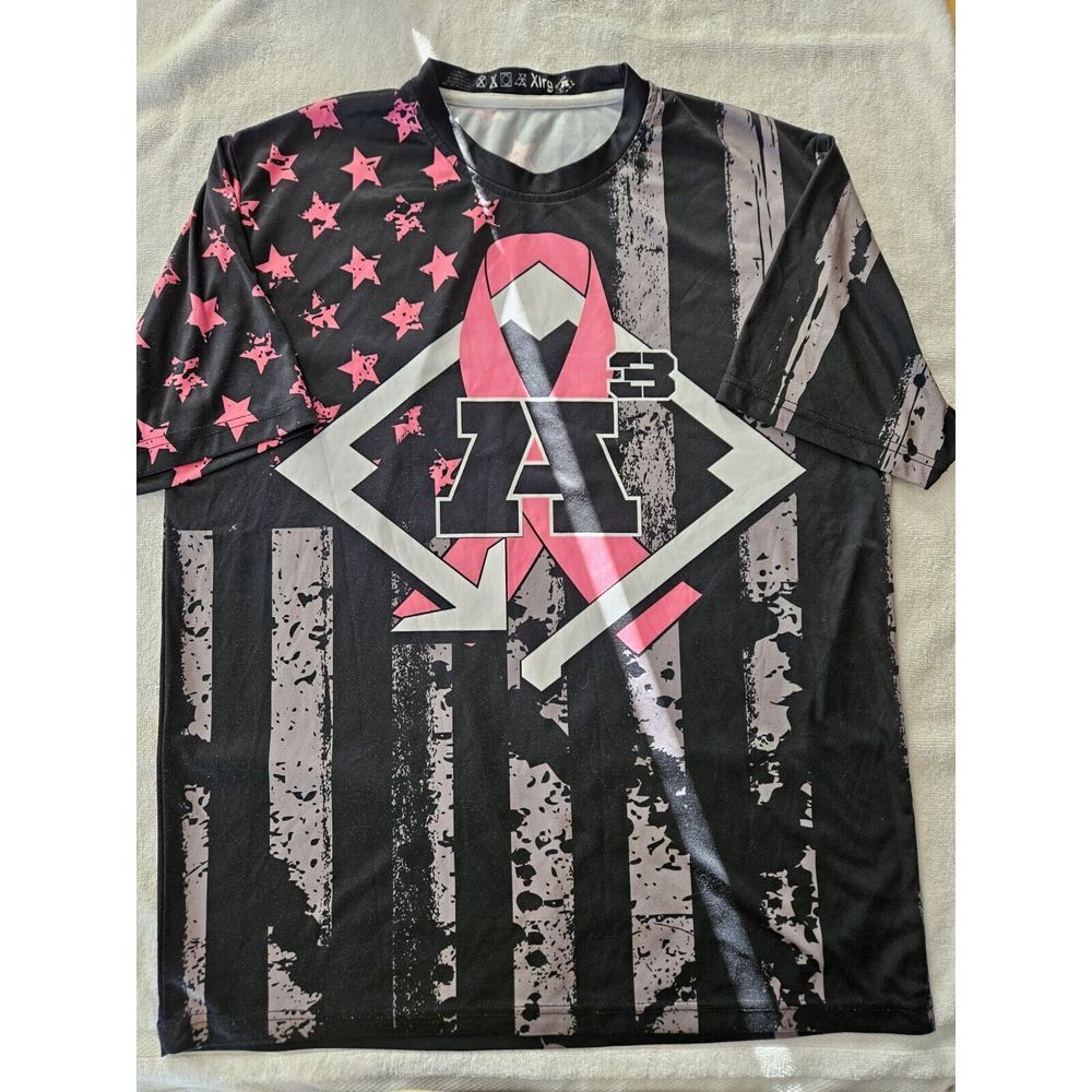 BREAST CANCER AWARENESS FIGHT AMERICAN FLAG UNISEX T-SHIRT